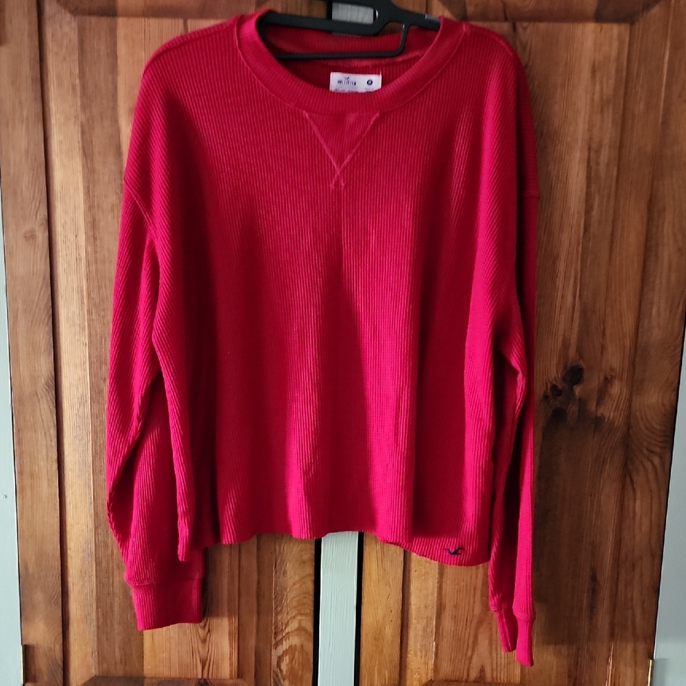 Hollister Vibrant Red Crew Neck Cropped Sweater